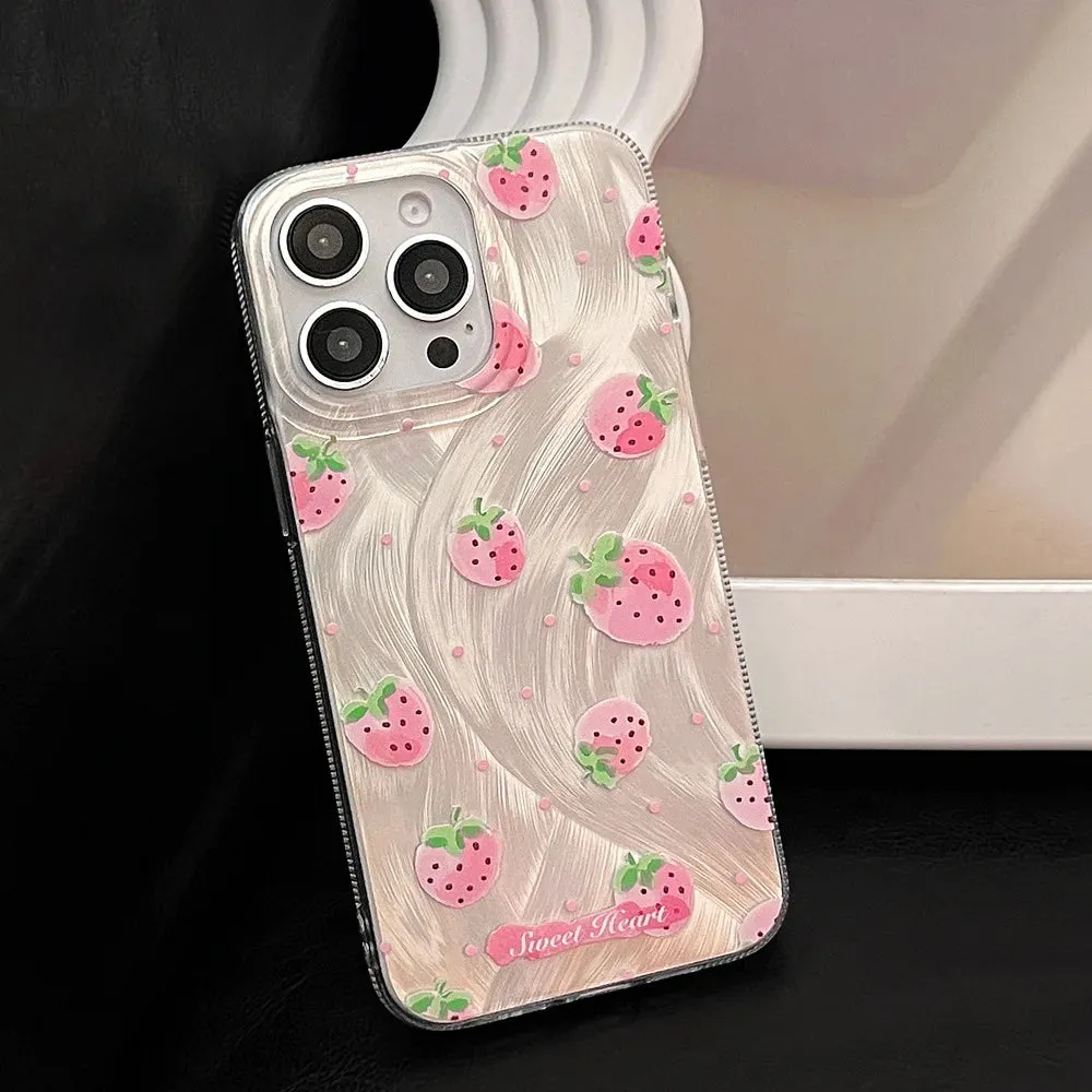 Uakiss Luxury Laser Silver Cheery Phone Case For iPhone 11 Cases iPhone 13 14 11 12 15 16 Pro Max XR X XS 7 8 Plus SE2 Shockproof Cover