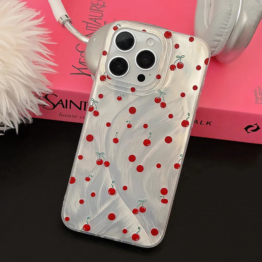 Uakiss Luxury Laser Silver Cheery Phone Case For iPhone 11 Cases iPhone 13 14 11 12 15 16 Pro Max XR X XS 7 8 Plus SE2 Shockproof Cover