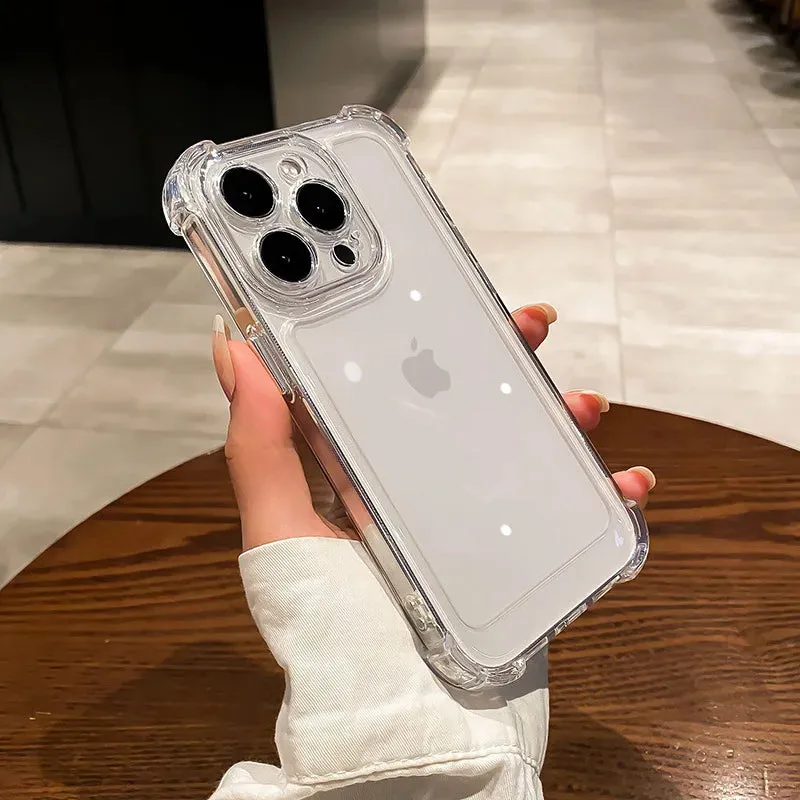Uakiss Luxury Transparent Silicone Phone Case For iPhone 16 15 14 13 12 11 Pro Max 16E XR X XS 7 8 14 15 Plus SE2 Shockproof Soft Cover