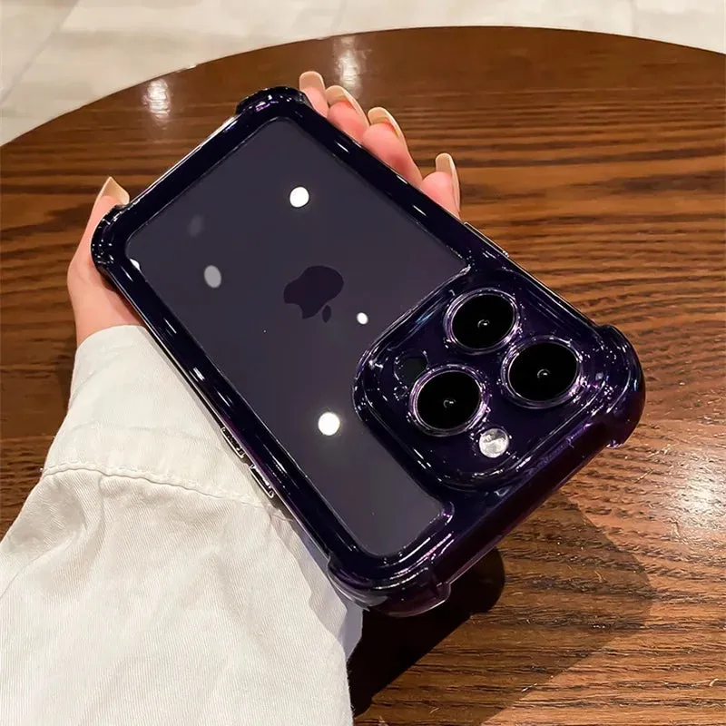 Uakiss Luxury Transparent Silicone Phone Case For iPhone 16 15 14 13 12 11 Pro Max 16E XR X XS 7 8 14 15 Plus SE2 Shockproof Soft Cover