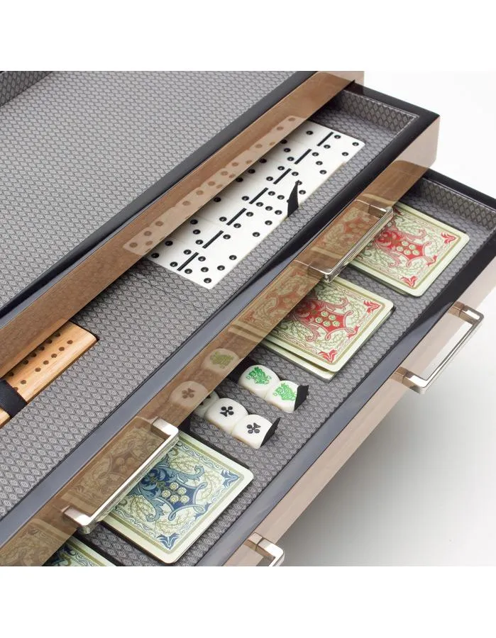 WOLF Meridian Casino Gaming Box - Blonde - Cribbage&#44; Dominoes&#44; Poker & More
