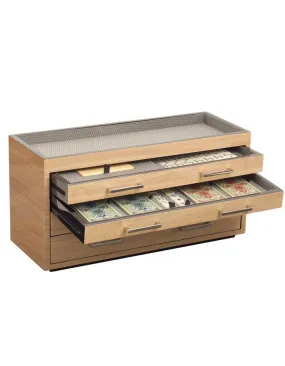 WOLF Meridian Casino Gaming Box - Blonde - Cribbage&#44; Dominoes&#44; Poker & More