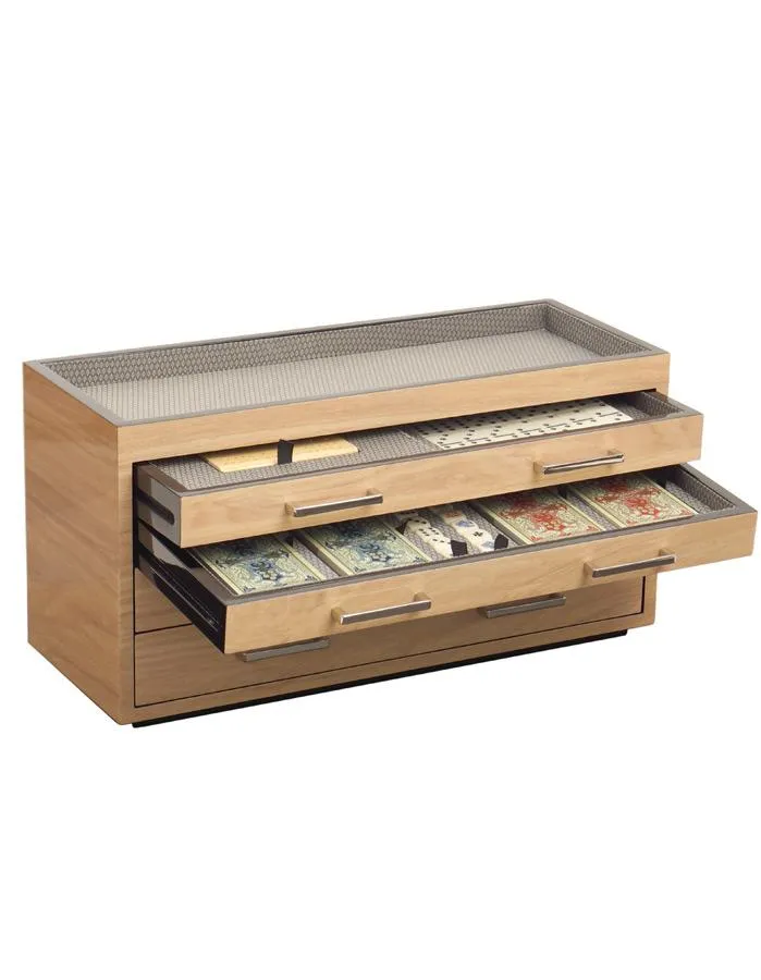 WOLF Meridian Casino Gaming Box - Blonde - Cribbage&#44; Dominoes&#44; Poker & More