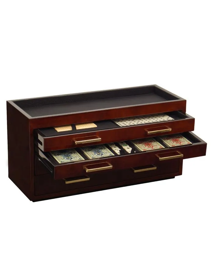 WOLF Meridian Casino Gaming Box - Burlwood - Cribbage&#44; Dominoes&#44; Poker & More